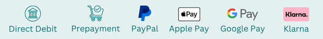 Direct debit/bank debit, prepayment, PayPal